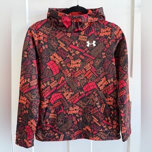 Under Armour Orange and Black Hoodie Sweatshirt Size Youth Large B22